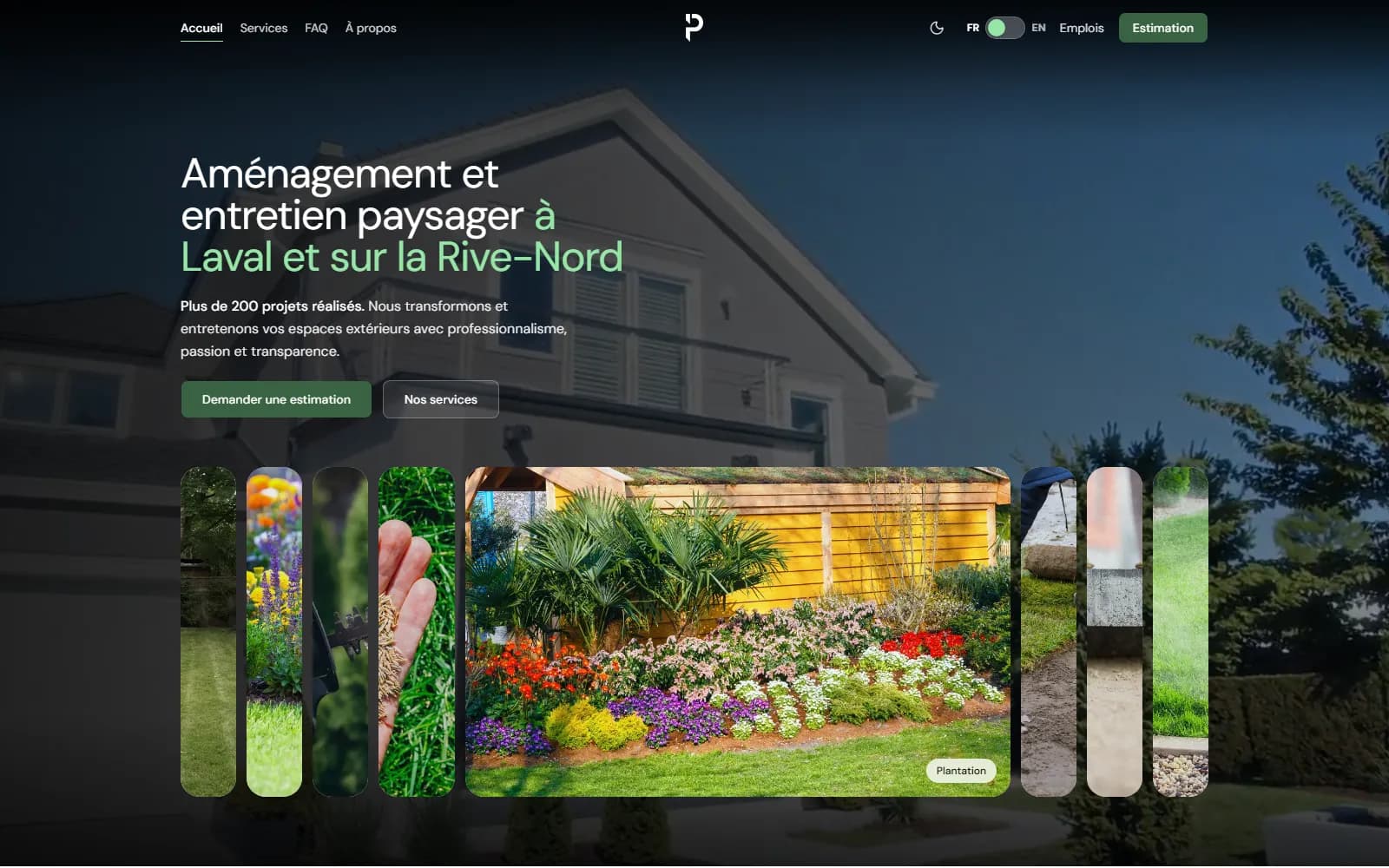 Home page of the Paysagiste Acadien website
